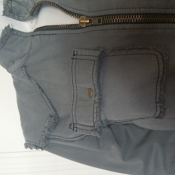 BDG Urban Outfitters SZ Small Jacket Gray Green Distressed Zip Up Utility Moto - Picture 2 of 14